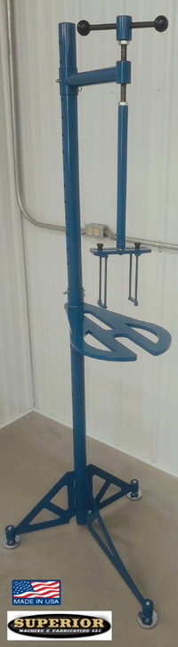 Floor model transmission spring compressor manufactured in the USA for automatic transmission clutch drum service Floor model transmission spring compressor manufactured in the USA for automatic transmission clutch drum service